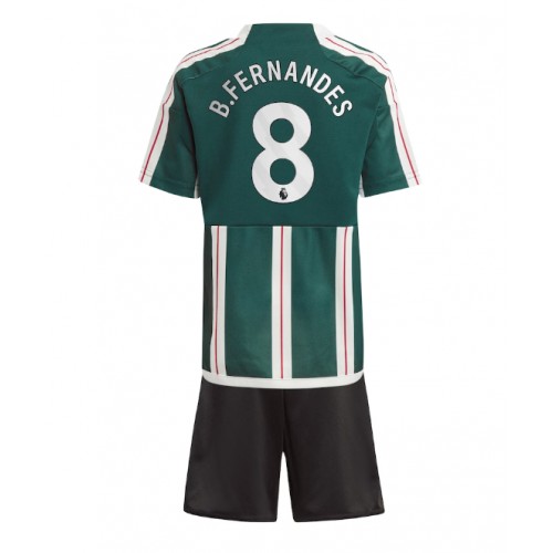 Otroški Nogometni dresi Manchester United Bruno Fernandes #8 Gostujoči 2023-24 Kratek Rokav (+ Kratke hlače)